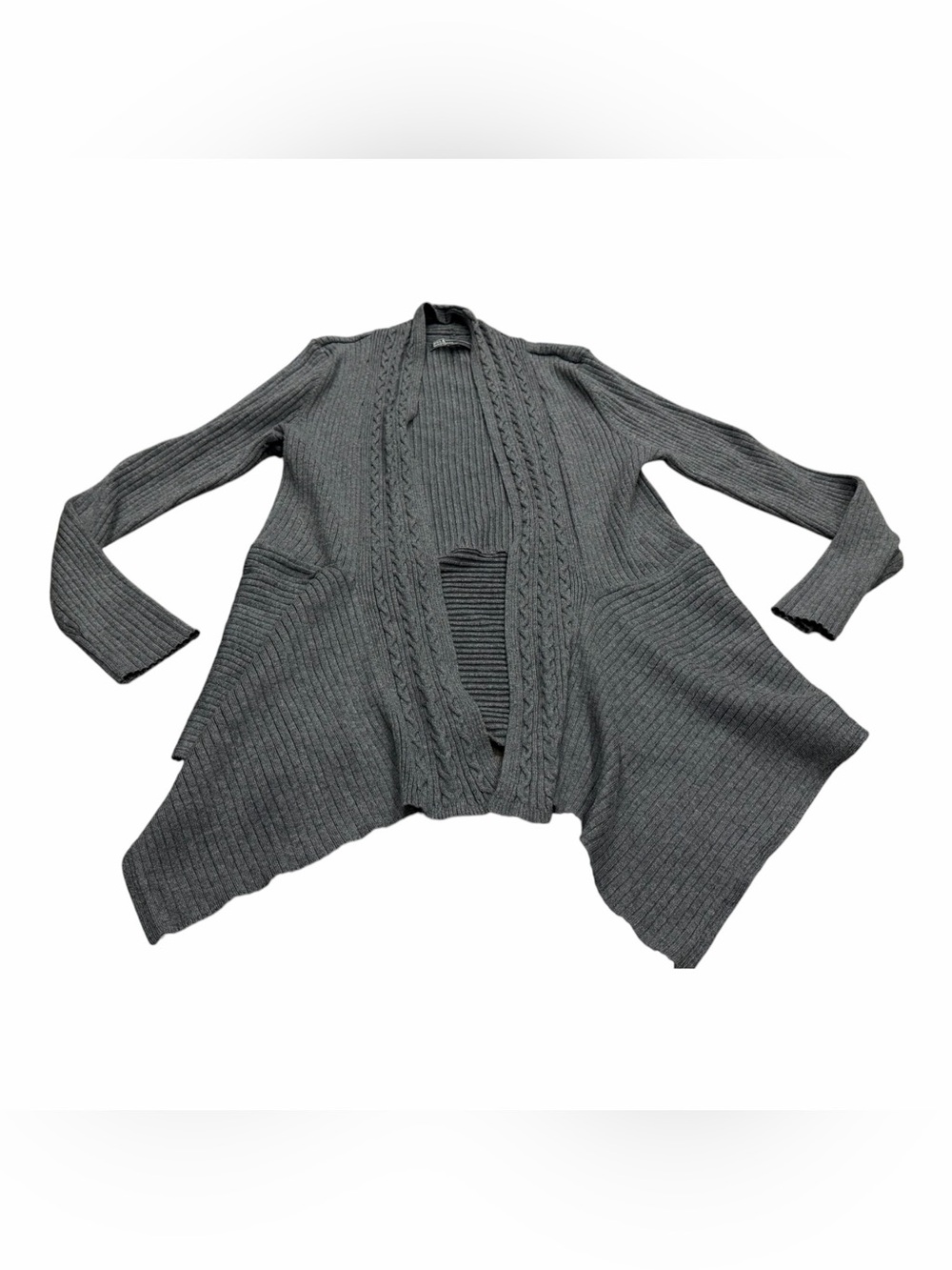 89th and Madison Women’s Open Cardigan, Gray, Knit, Size Medium